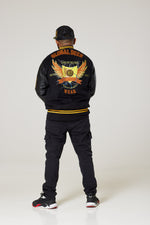 black varsity letterman jacket