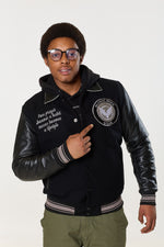 black varsity jacket